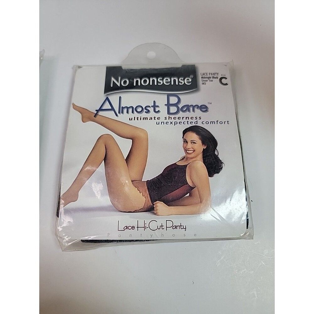 No Nonsense Almost Bare Ultimate Sheer Lance Panty Toe  Sz C Midnight Black IN3